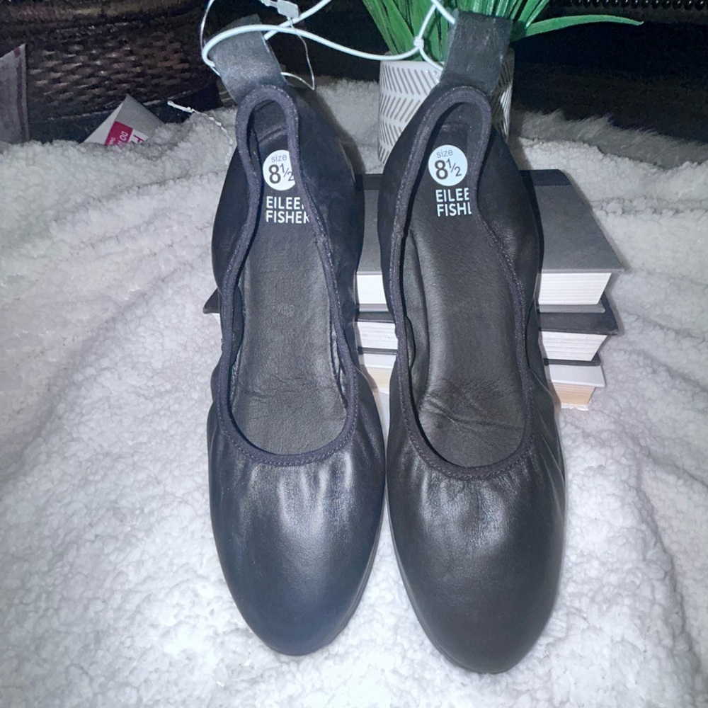 50%offw❤️ New Eileen Fisher Notion Nappa Leather Ballet Flat 8.5  A1 0002 flaw
